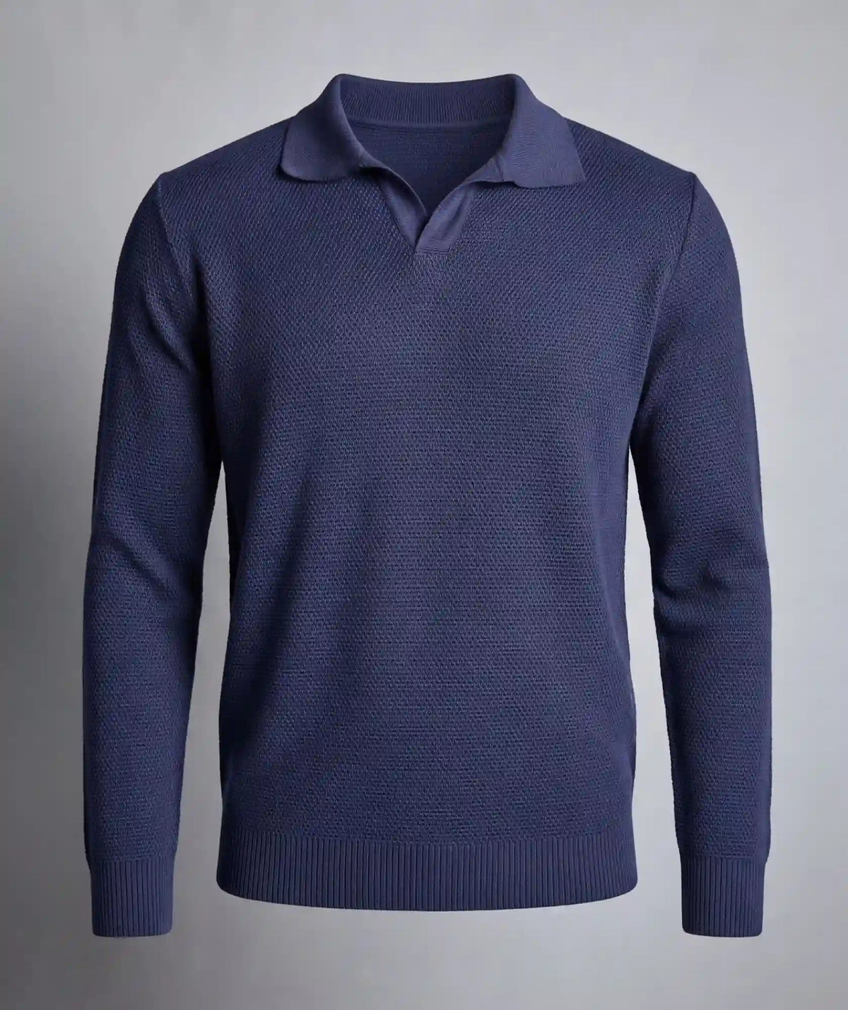 Suéter Azul Oscuro Tipo Polo de Micro Punto | Iguaque