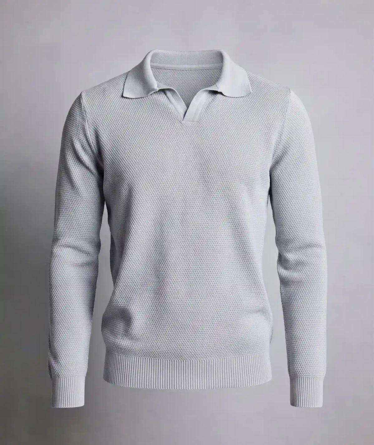 Suéter Gris Tipo Polo de Micro Punto | Iguaque