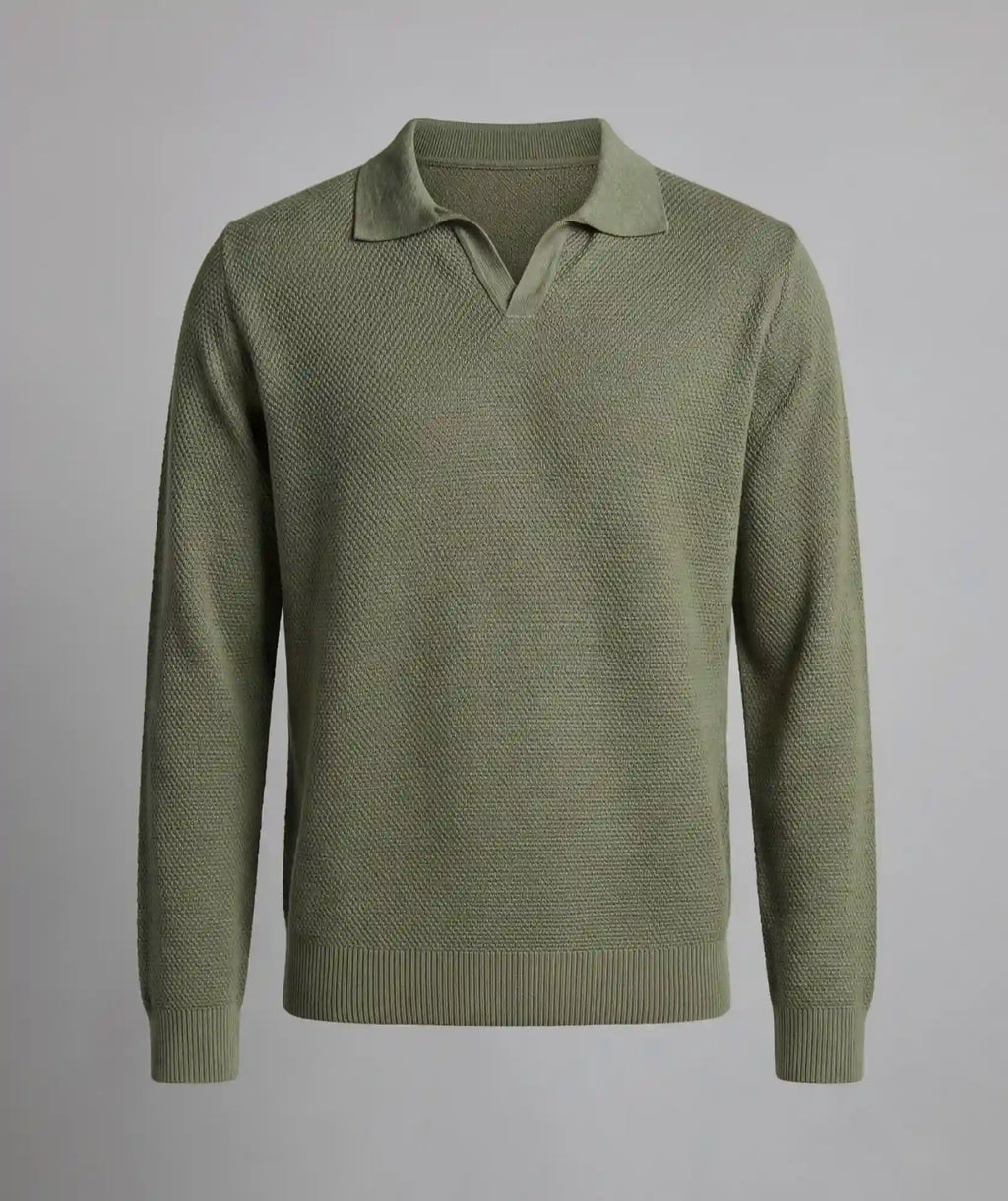 Suéter Verde Tipo Polo de Micro Punto | Iguaque