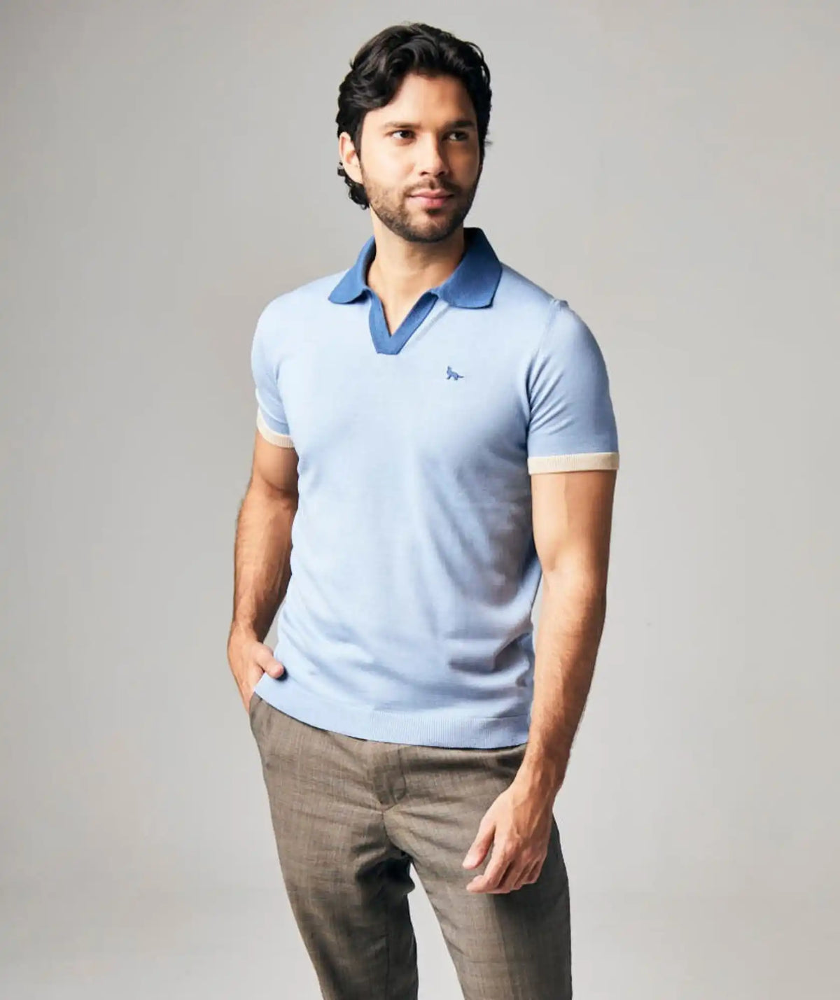 Camiseta Polo California Azul en tejido de punto