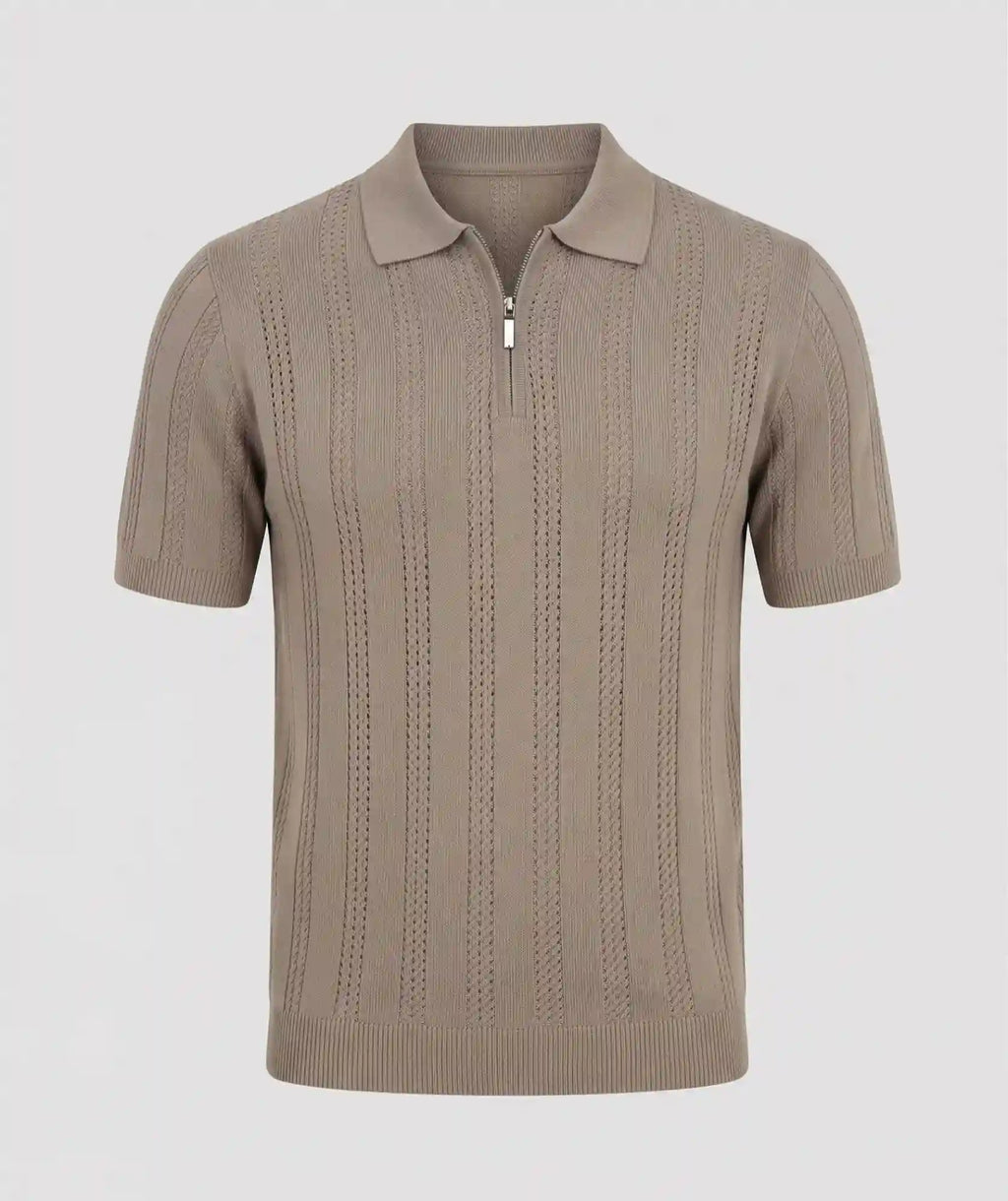 Polo Camel Amalfi — Punto Calado con Cremallera