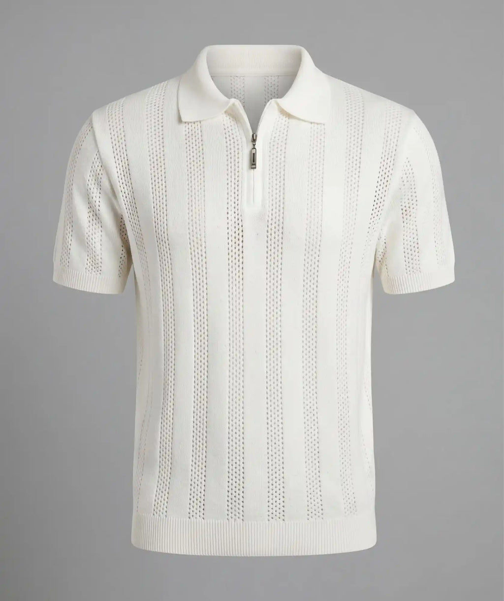 Polo Beige Amalfi — Punto Calado con Cremallera