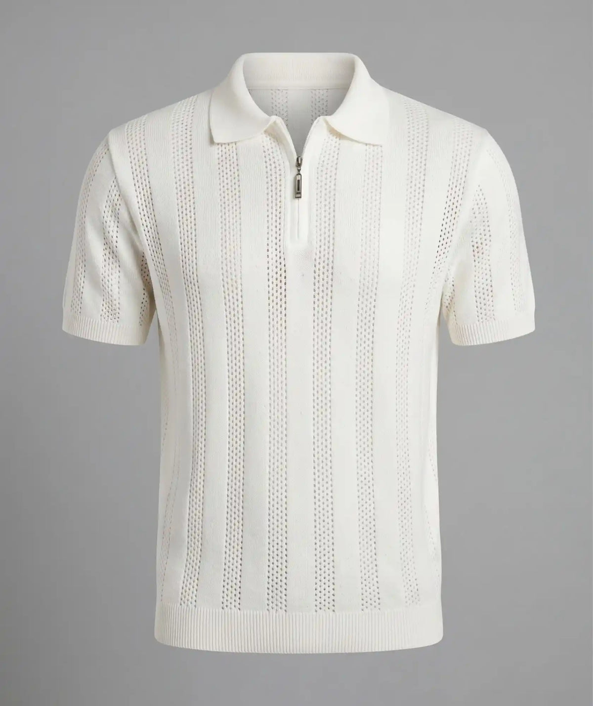 Polo Beige Amalfi — Punto Calado con Cremallera