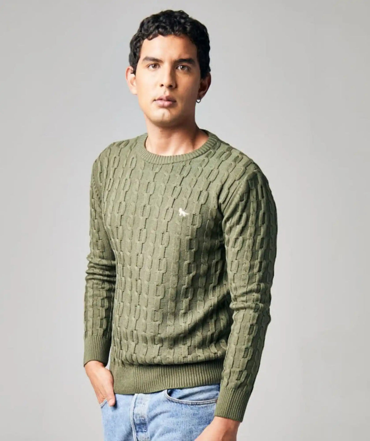 Suéter Verde Oscuro Cuello Redondo Trenzado - Cogua