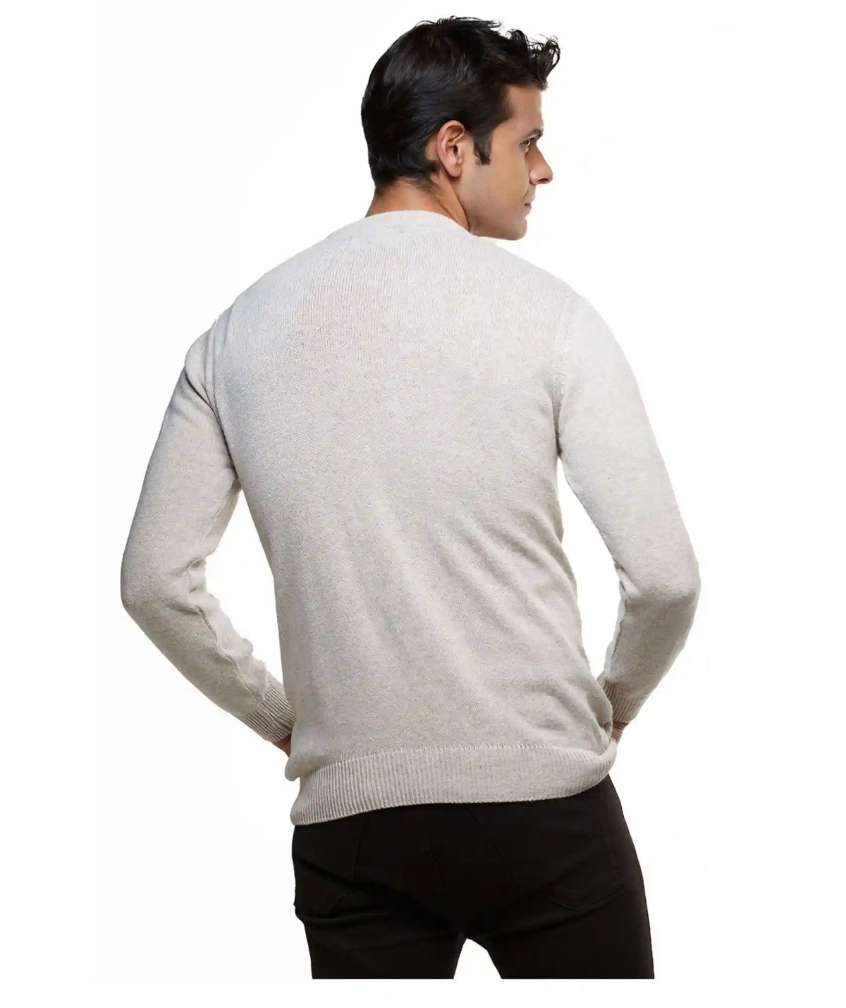 Suéter Pasto Beige — Cuello Redondo con Micro Puntos