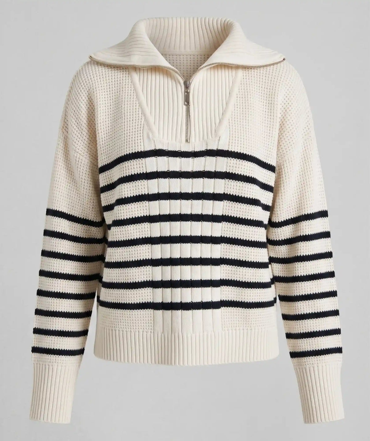 Suéter Neru Beige Cuello Halpzip Oversize