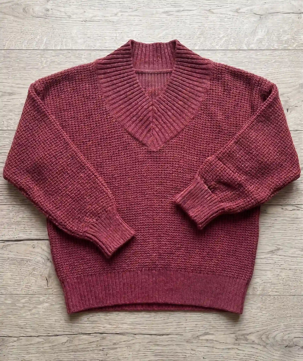 Combo Suéter Vinotinto Tibacuy y  Pantalón Camel Tiro Alto | Caracolí