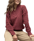 Combo Suéter Vinotinto Tibacuy y  Pantalón Camel Tiro Alto | Caracolí