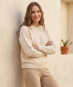 Suéter Beige Cuello Redondo en Algodón Tipo Aran | Nobsa