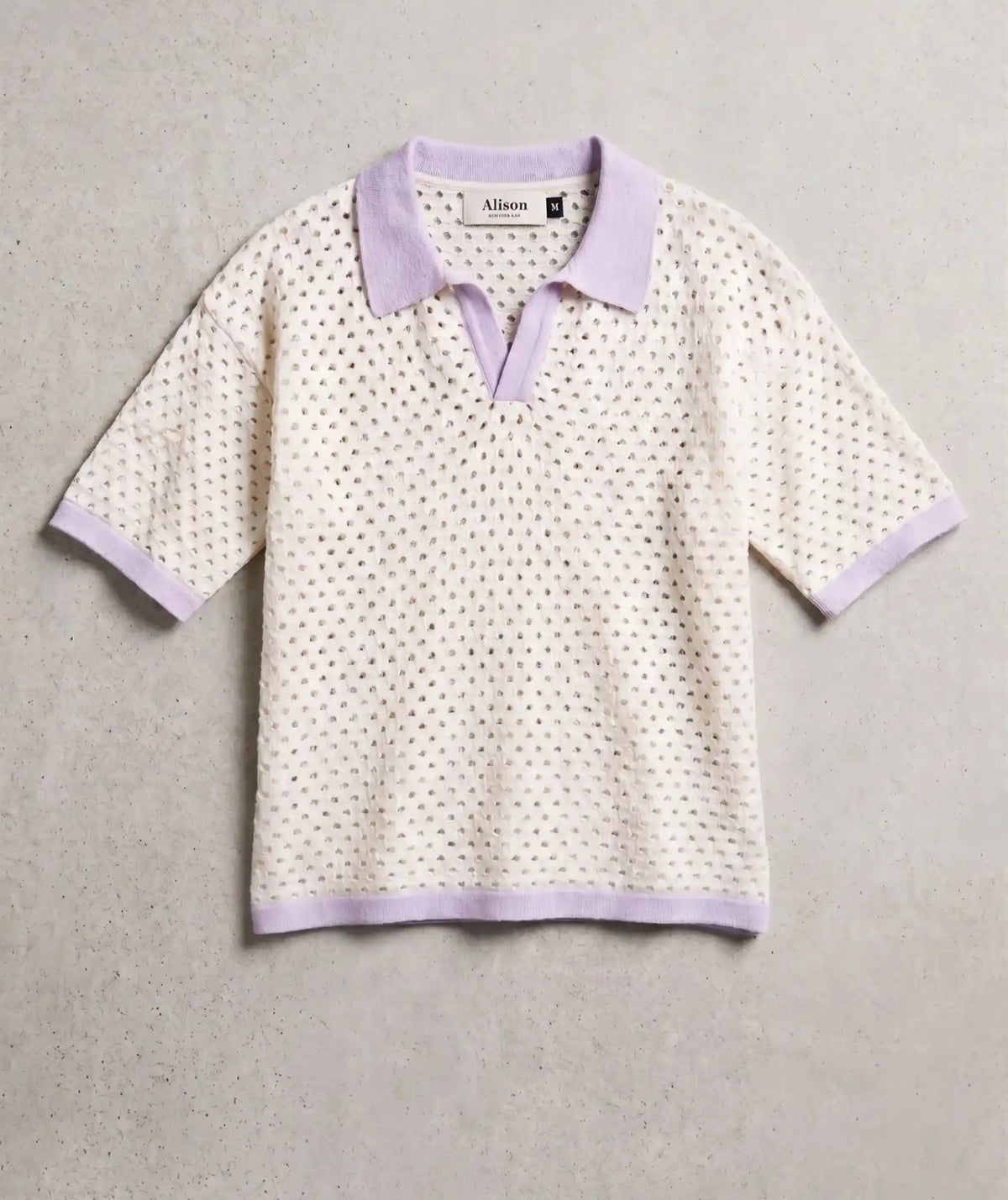 Polo Cuello Lila de Punto Calado