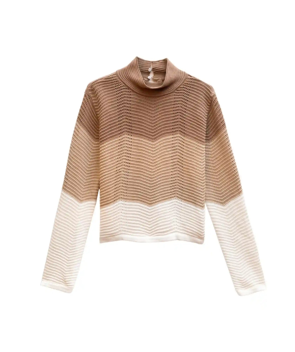 Crop Top Tejido Manga Larga en Color Camel