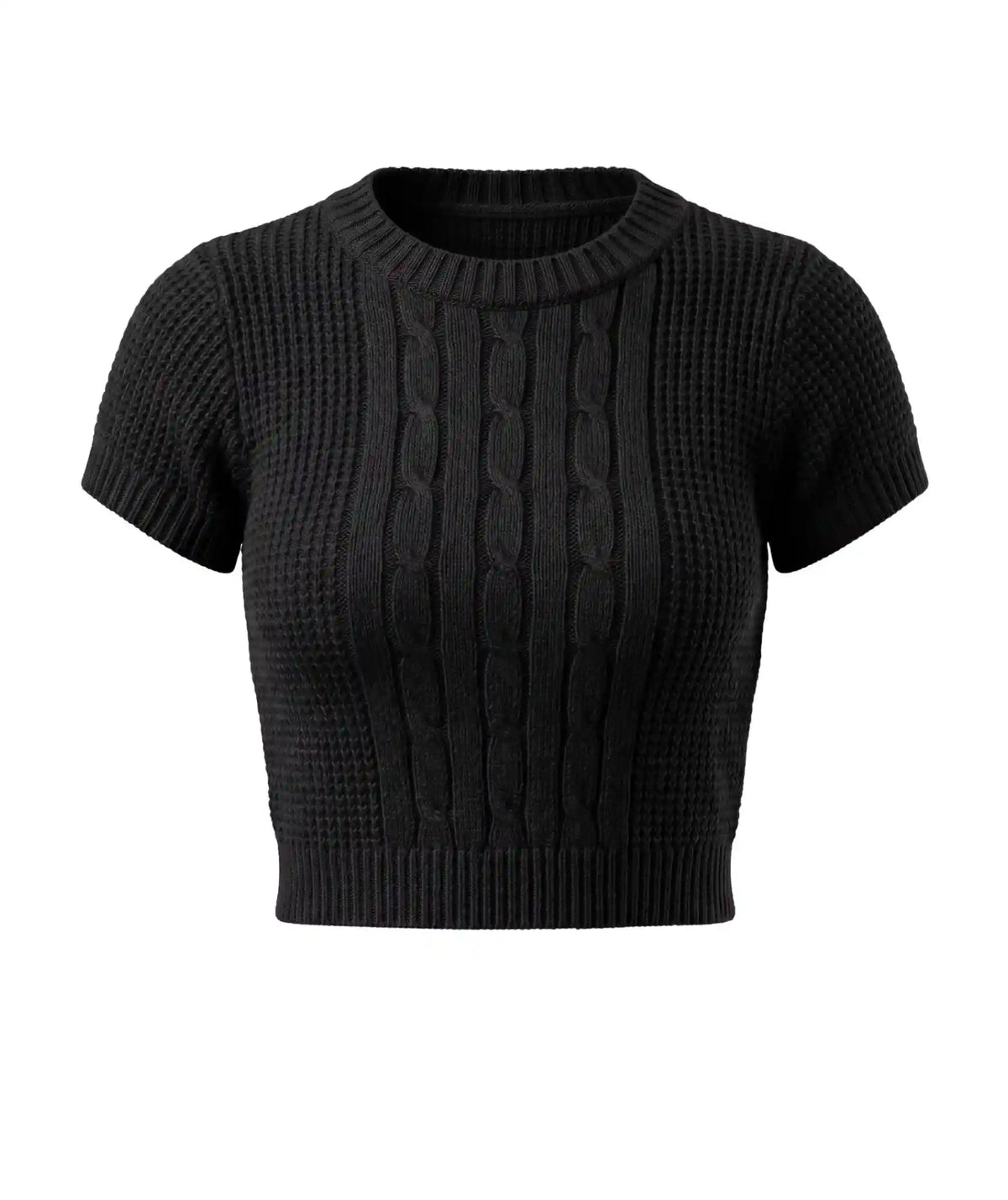 Crop Top Támesis Negro — Tejido de Punto en Algodón