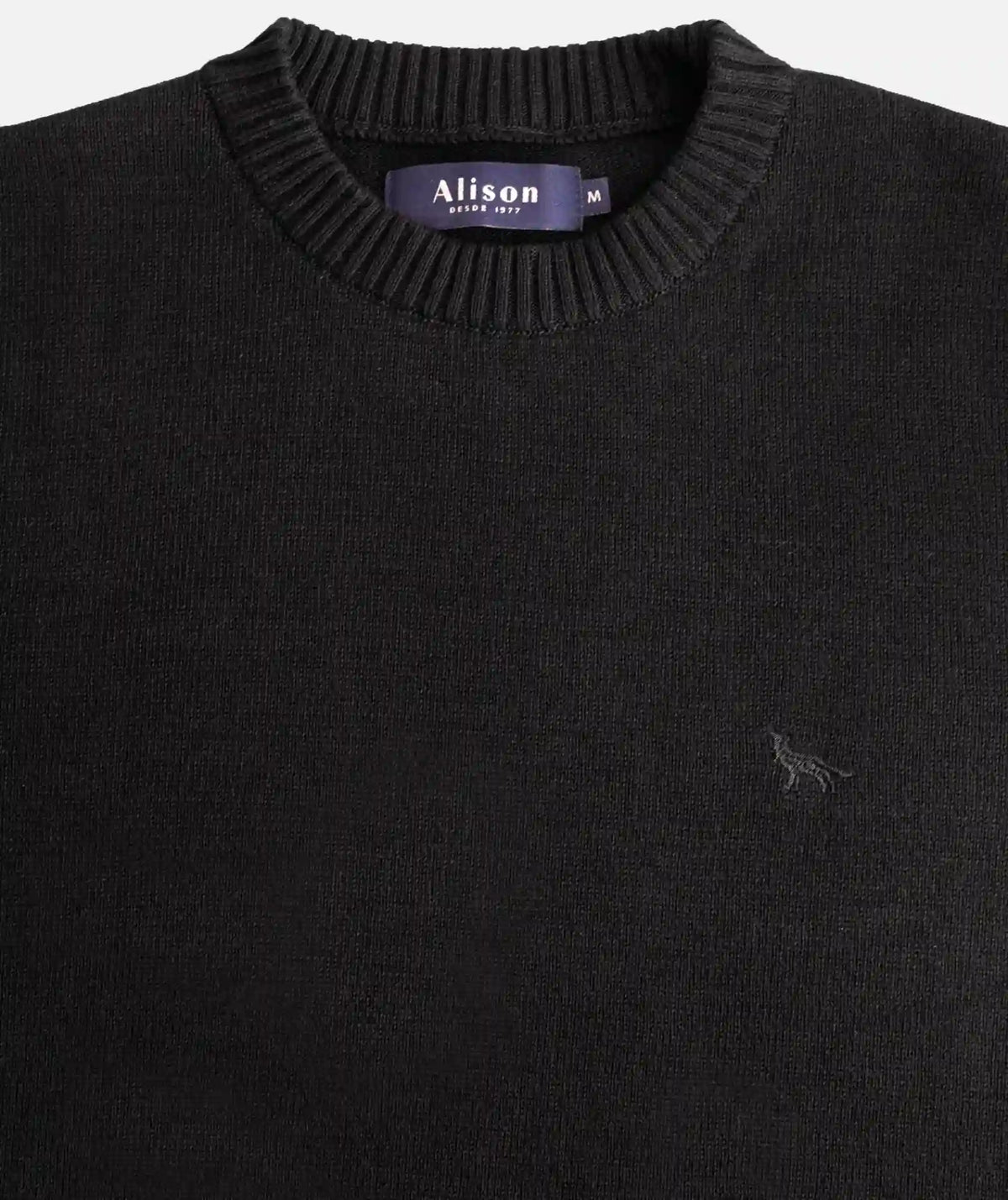 Suéter Negro Algodón Cuello Redondo - Jericó