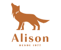 Logo naranja de un lobo con texto 'Alison desde 1977' sobre fondo transparente