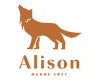 Logo de lobo naranja estilizado, texto Alison y frase desde 1977 en diseño moderno.